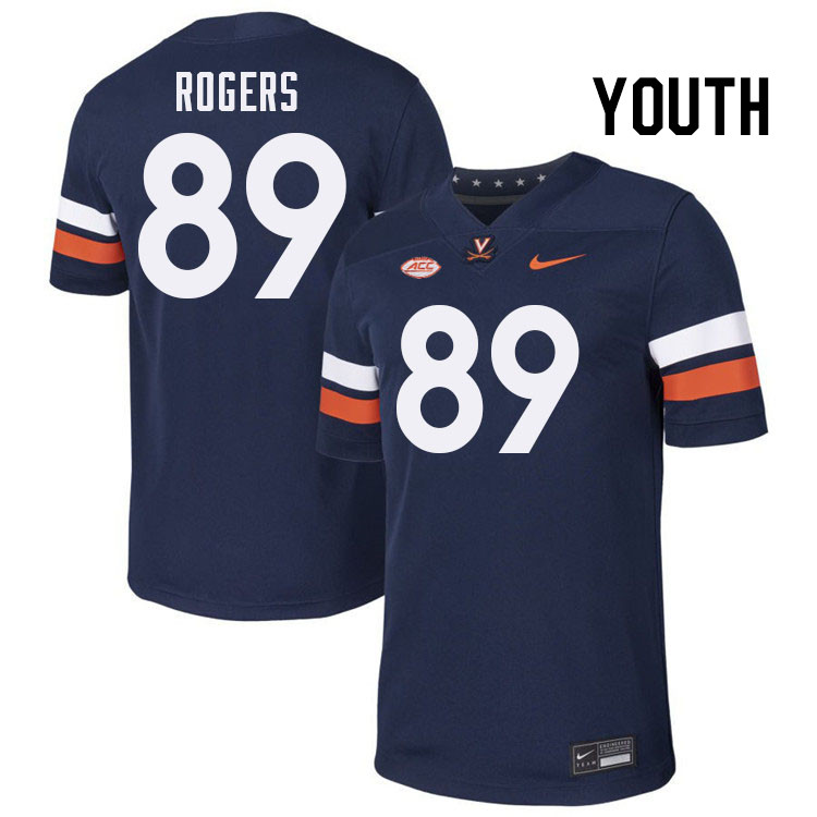 Youth Virginia Cavaliers #89 John Rogers College Football Jerseys Stitched-Navy